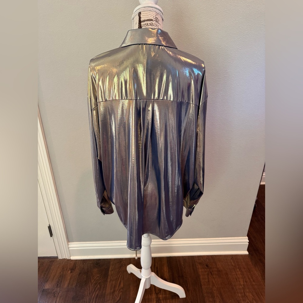 NWT Anthropology Metallic Button-Up Shirt - Picture 12 of 15